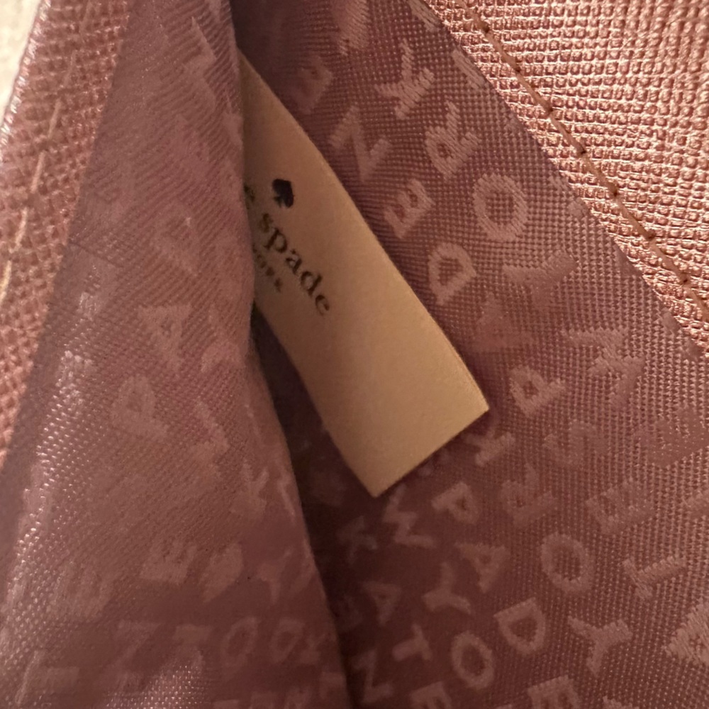 NEW kate spade Metallic Pink Rose Gold Wallet Logo Plaque Stacey Laurel Way NWT - Picture 9 of 15